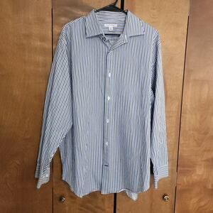 Banana Republic Men's Blue Stripe‎ Dress Shirt XL Long Sleeve Button Down Collar